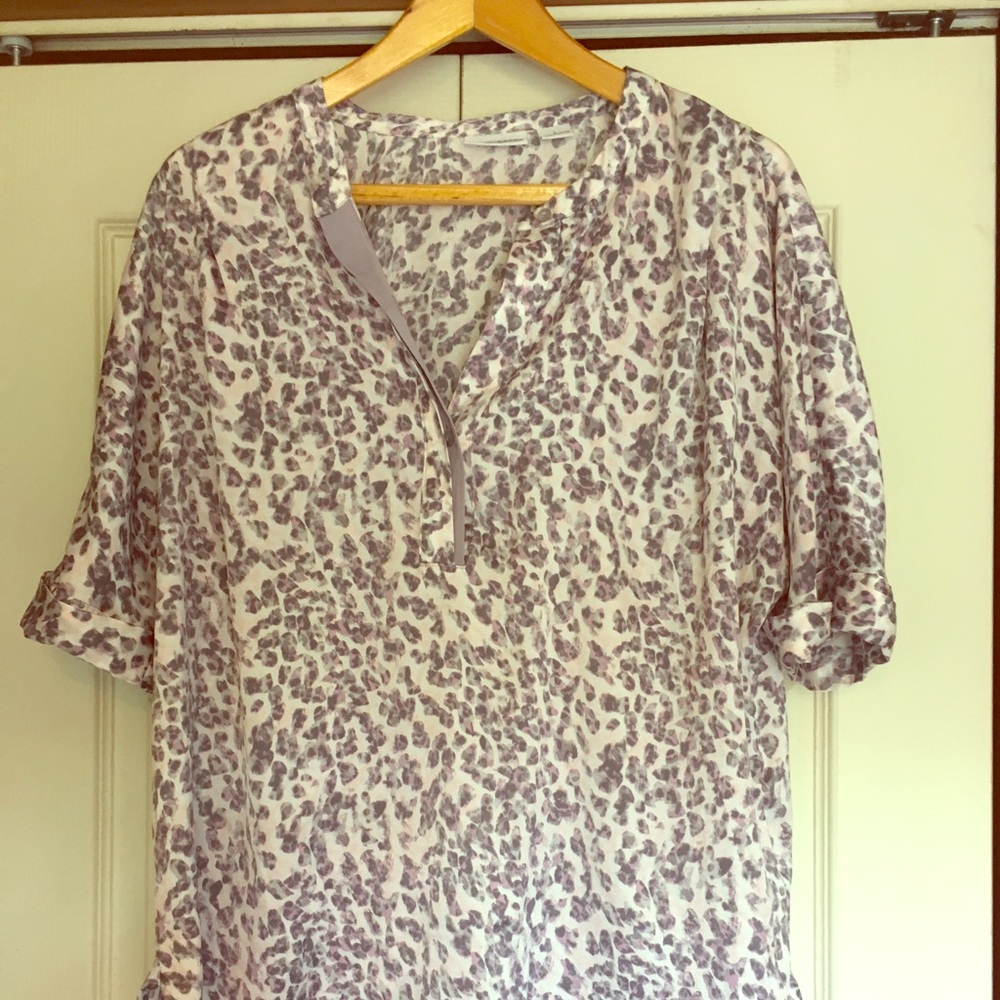 Gray and Lavender Leopard Print Blouse